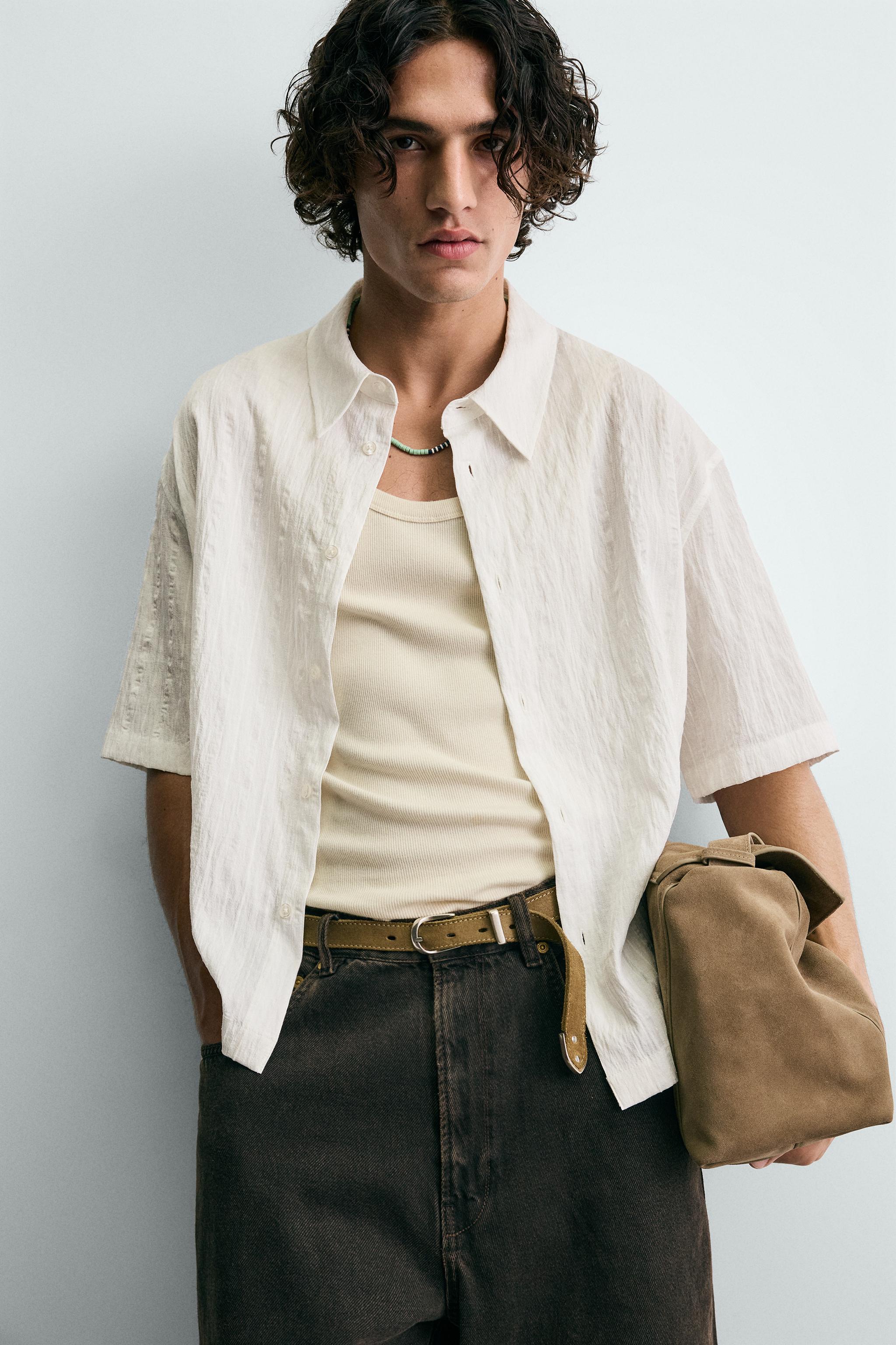 FLOWY TEXTURED STRIPED SHIRT